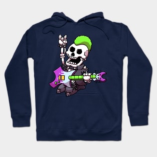 Cartoon Punk Rock Skeleton With Guitar Hoodie